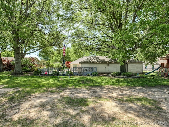 view of yard featuring a playground