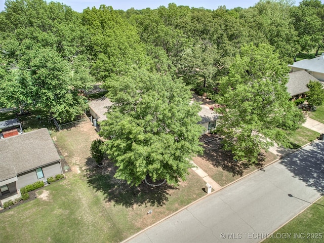 aerial view of a heavily wooded area