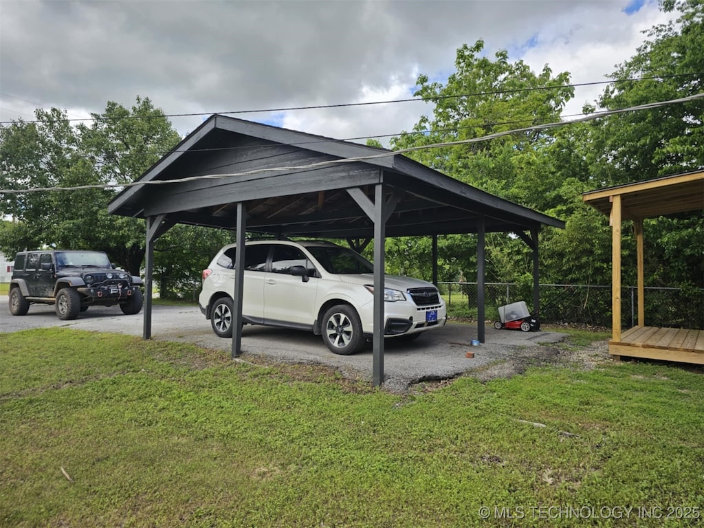 view of car parking featuring a detached carport