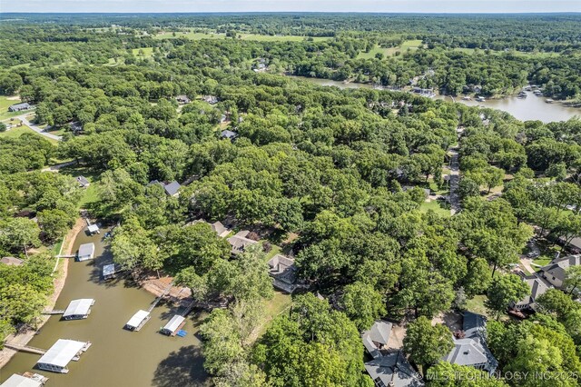 3112 Shore Dr, Grove, OK 74344 - aerial view of property's location featuring a forest and a nearby body of water