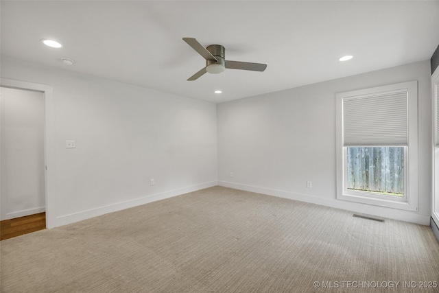 3130 E 47th St, Tulsa, OK 74105 - unfurnished room featuring ceiling fan, recessed lighting, and baseboards