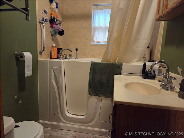 35530 W 261st St, Bristow, OK 74010 - full bath with a tub to relax in, toilet, vanity, and a shower with curtain