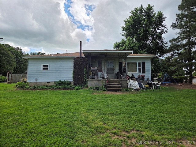 35530 W 261st St, Bristow, OK 74010 - back of house featuring a porch and a lawn