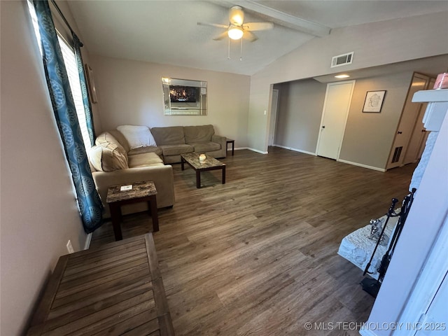 4302 E 67th St Unit 656, Tulsa, OK 74136 - living room with a ceiling fan, wood finished floors, and baseboards