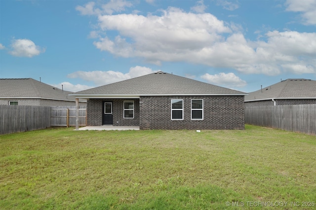 7535 E 158th St S, Bixby, OK 74008 - rear view of property with a patio area, brick siding, and a shingled roof
