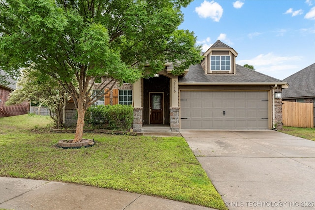 view of front of property with a garage, concrete driveway, and roof with shingles