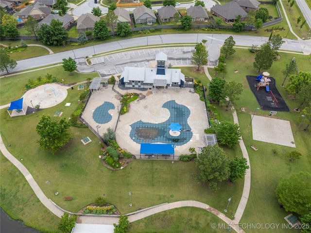bird's eye view of a pool