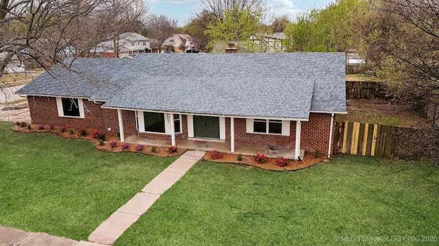 1901 W Indianola St, Broken Arrow, OK 74012 - view of front of property with roof with shingles, brick siding, a chimney, and a porch