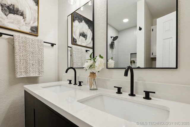 1901 W Indianola St, Broken Arrow, OK 74012 - bathroom with double vanity and tiled shower