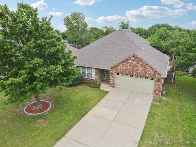 4025 S 217th E Ave, Broken Arrow, OK 74014 - view of front of property with roof with shingles, a garage, a front lawn, and concrete driveway