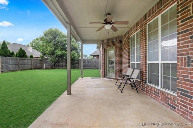 view of patio / terrace with a ceiling fan