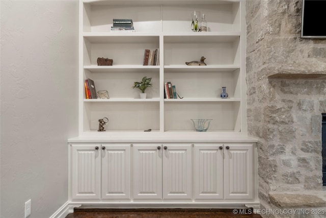 detailed view of built in shelves