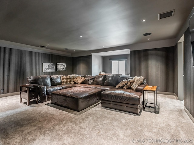 3661 S Lewis Ave, Tulsa, OK 74105 - living room featuring carpet floors, recessed lighting, and baseboards