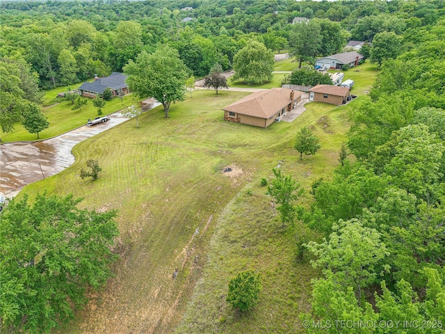 aerial view of a heavily wooded area