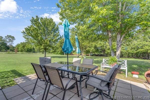 10718 W 162nd St, Skiatook, OK 74070 - view of patio / terrace featuring outdoor dining space and view of scattered trees