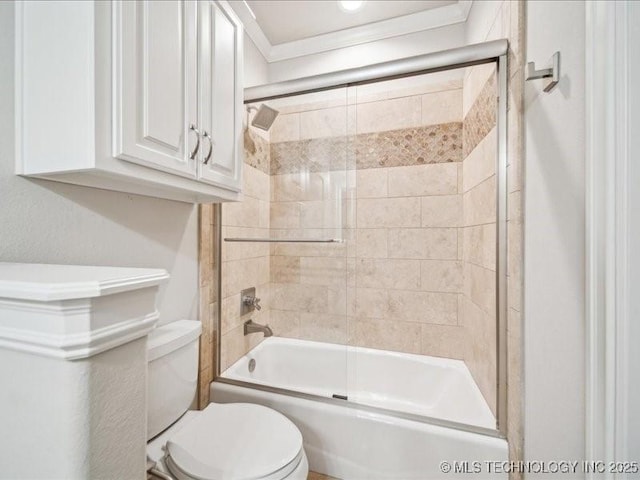 4301 S Mimosa Ave, Broken Arrow, OK 74011 - bathroom featuring toilet and shower / bath combination with glass door