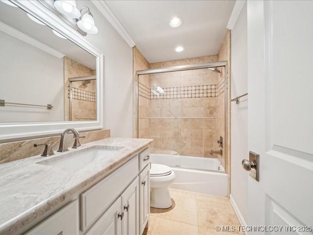 4301 S Mimosa Ave, Broken Arrow, OK 74011 - full bath with vanity, toilet, recessed lighting, bath / shower combo with glass door, and tile patterned flooring