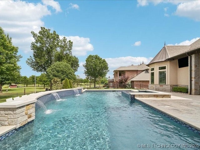 4301 S Mimosa Ave, Broken Arrow, OK 74011 - view of pool with a pool with connected hot tub and a patio area