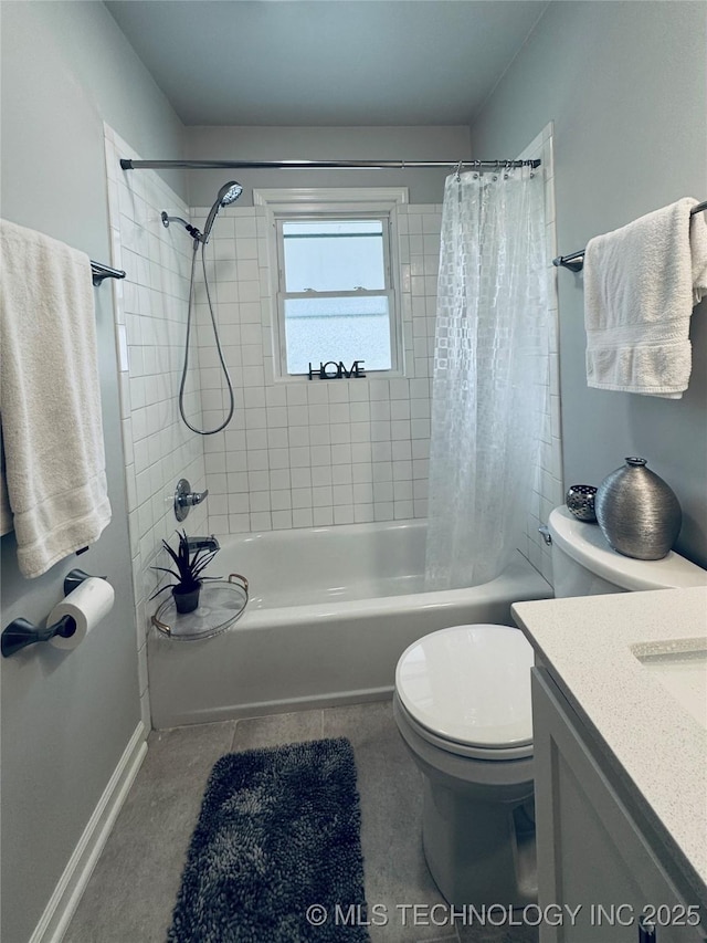 3922 S Norfolk Ave, Tulsa, OK 74105 - bathroom featuring shower / tub combo, toilet, vanity, and baseboards