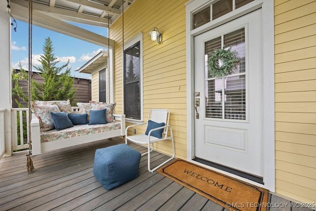 43 Center Ln S, Carlton Landing, OK 74432 - wooden deck with an outdoor hangout area