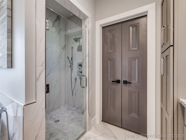 3241 E 171st St S, Bixby, OK 74008 - bathroom with a marble finish shower and marble finish floors
