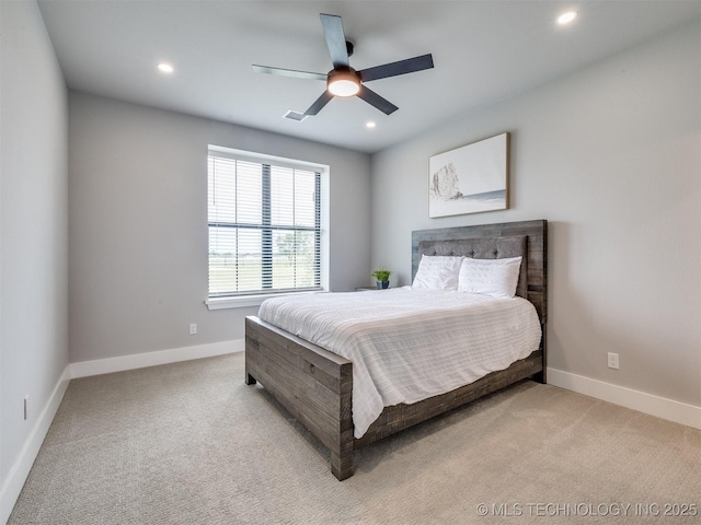 3241 E 171st St S, Bixby, OK 74008 - bedroom featuring recessed lighting, carpet flooring, baseboards, and a ceiling fan