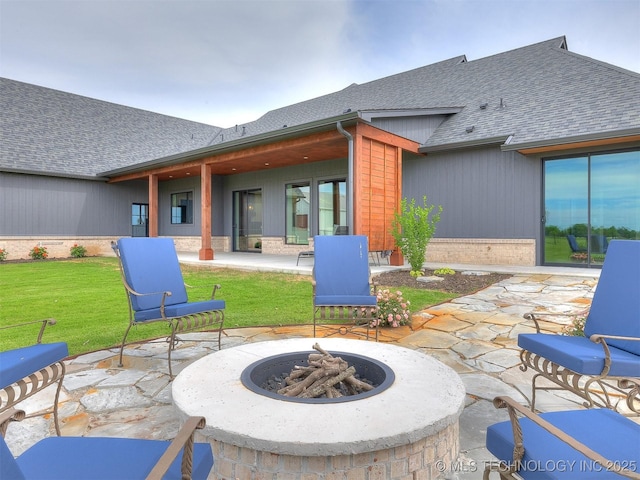 3241 E 171st St S, Bixby, OK 74008 - view of patio / terrace with an outdoor fire pit