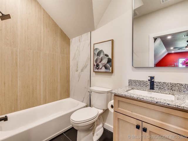 3241 E 171st St S, Bixby, OK 74008 - bathroom featuring toilet, vanity, baseboards, and shower / bath combination