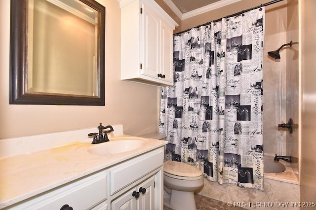 8734 S Richmond Ave, Tulsa, OK 74137 - bathroom with crown molding, vanity, and toilet