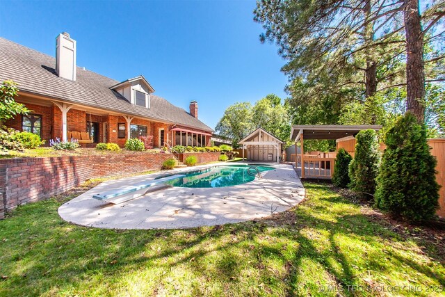 8734 S Richmond Ave, Tulsa, OK 74137 - view of pool with a diving board and a patio area