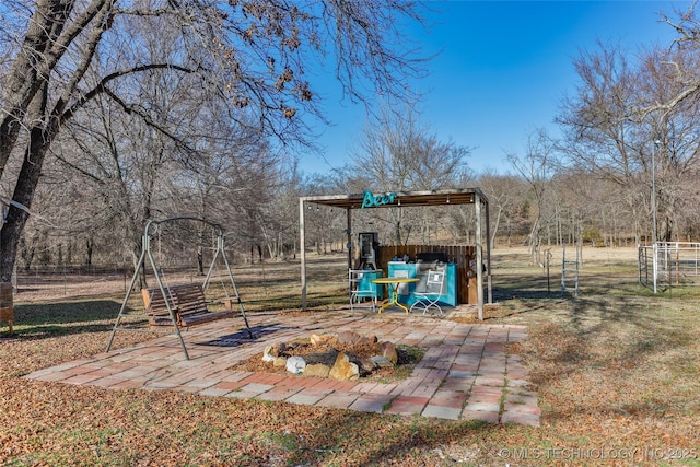 10862 Hide-A-Way, Thackerville, OK 73459 - view of yard featuring a fire pit