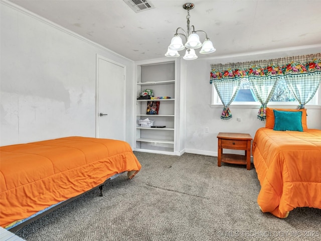 410 W B J Tunnell, Miami, OK 74354 - bedroom with a chandelier, carpet, and ornamental molding