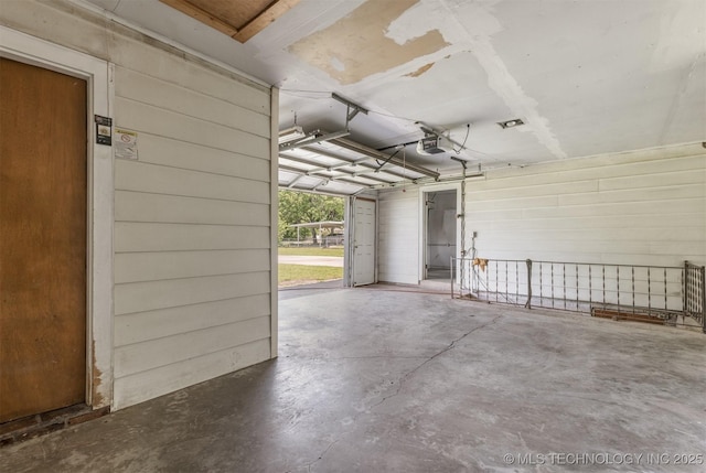 garage with a garage door opener