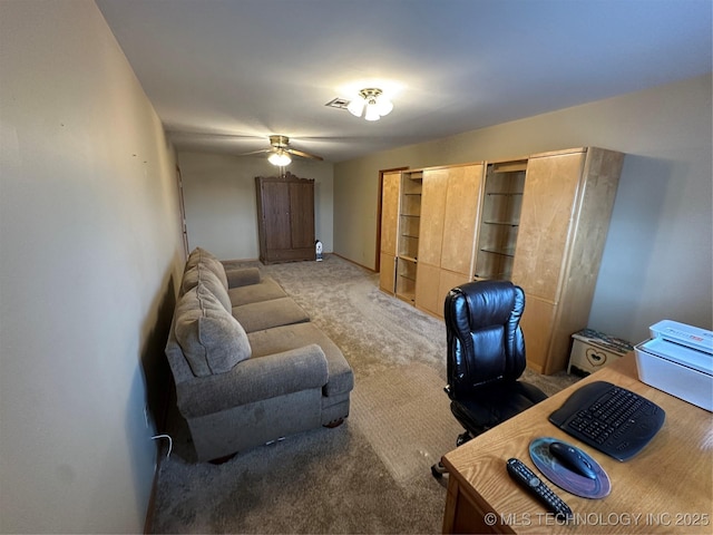 1002 Lakeland St, Checotah, OK 74426 - home office featuring carpet flooring and a ceiling fan