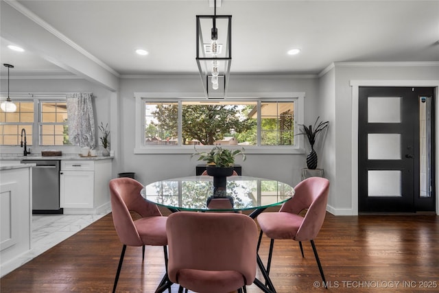 3478 S Gary Ave, Tulsa, OK 74105 - dining space featuring recessed lighting, baseboards, and crown molding