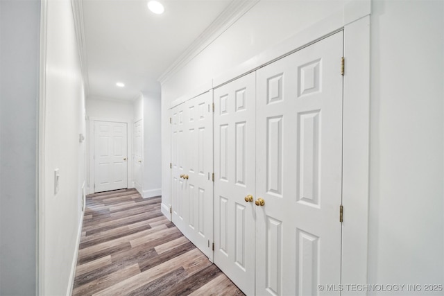 1001 County Road 2265, Skiatook, OK 74070 - corridor with crown molding, wood finished floors, recessed lighting, and baseboards