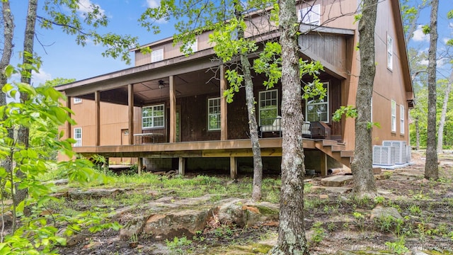 1001 County Road 2265, Skiatook, OK 74070 - rear view of house featuring central AC and a porch