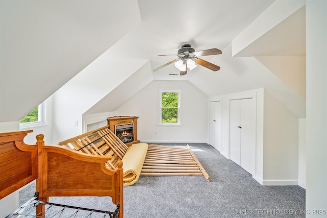 1001 County Road 2265, Skiatook, OK 74070 - additional living space featuring carpet flooring, a ceiling fan, lofted ceiling, and baseboards