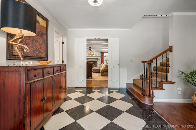4728 S Atlanta Pl, Tulsa, OK 74105 - entryway with stairway and crown molding