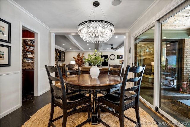 4728 S Atlanta Pl, Tulsa, OK 74105 - dining area featuring a chandelier and crown molding