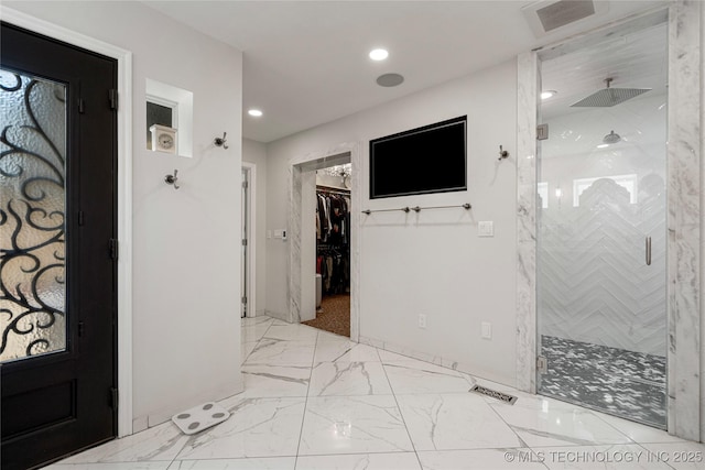4728 S Atlanta Pl, Tulsa, OK 74105 - entryway with recessed lighting, marble finish flooring, and baseboards