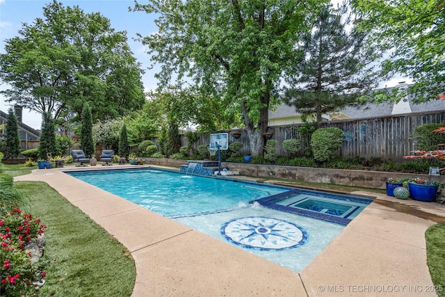 4728 S Atlanta Pl, Tulsa, OK 74105 - view of pool with a fenced backyard, a patio, and a pool with connected hot tub