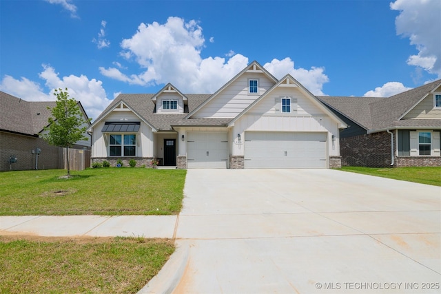 view of front of property with board and batten siding, a garage, concrete driveway, and a shingled roof