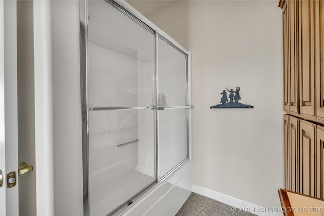 32290 S 630th Rd, Jay, OK 74346 - bathroom featuring baseboards and enclosed tub / shower combo