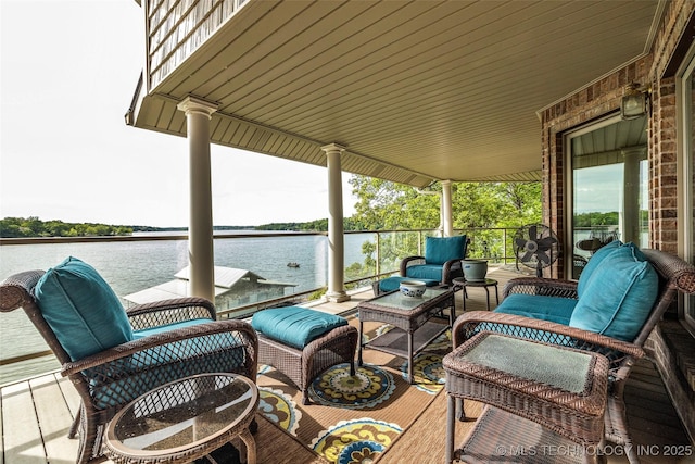 32290 S 630th Rd, Jay, OK 74346 - view of patio / terrace featuring an outdoor living space and a water view