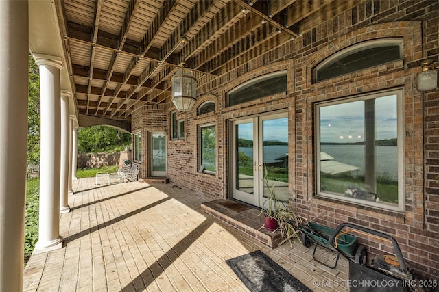 32290 S 630th Rd, Jay, OK 74346 - wooden terrace featuring french doors