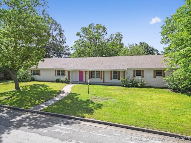 5854 E 46th Pl, Tulsa, OK 74135 - single story home with brick siding, a front yard, and roof with shingles
