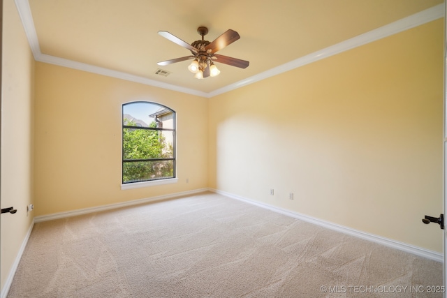 7287 E 111th Pl, Bixby, OK 74008 - carpeted empty room with crown molding, baseboards, and a ceiling fan