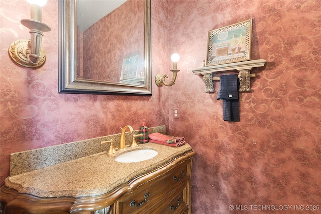 5446 E 88th St, Tulsa, OK 74137 - bathroom featuring wallpapered walls and vanity