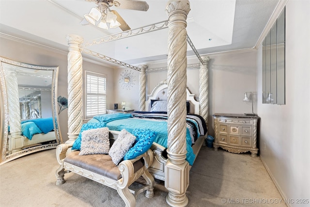 5446 E 88th St, Tulsa, OK 74137 - carpeted bedroom featuring ornamental molding, ceiling fan, and baseboards